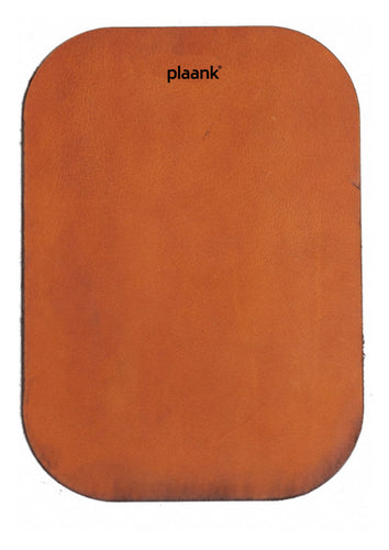 Placemat leather round corners cognac