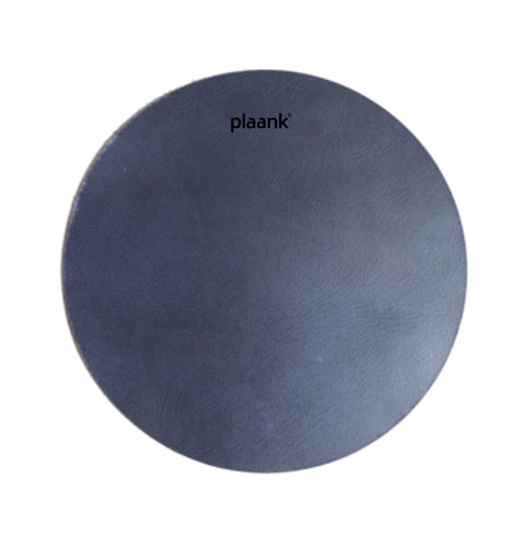 Placemat leather round dark blue