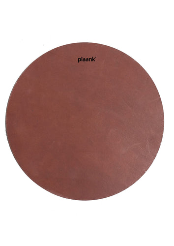 Placemat leather round bordeaux red