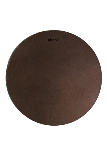 Placemat leather round brown